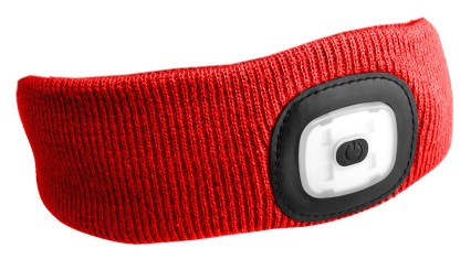 Stirnband mit Stirnlampe 180lm, wiederaufladbar, USB, Einheitsgröße, Baumwolle/PE, Rot