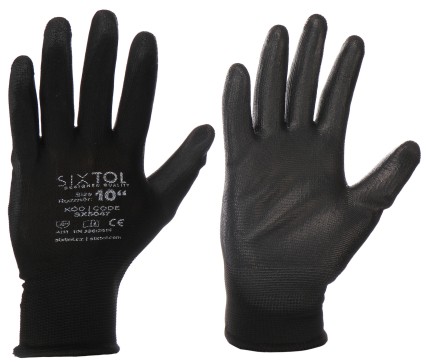 Arbeitshandschuhe aus Polyester, teilbeschichtet mit Polyurethan GLOVE PE-PU 10, schwarz, Größe 10