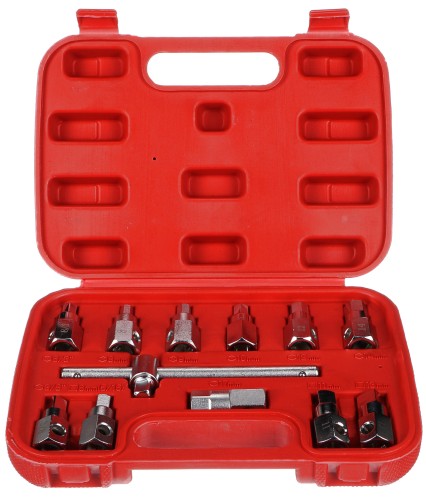 Satz zum Ölablassen MECHANIC OIL DRAIN SET 12, Hex + Vierkant, 12-teilig