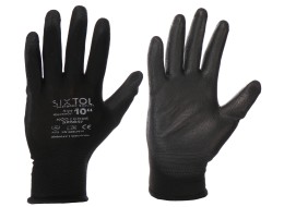 Arbeitshandschuhe aus Polyester, teilbeschichtet mit Polyurethan GLOVE PE-PU 10, schwarz, Größe 10